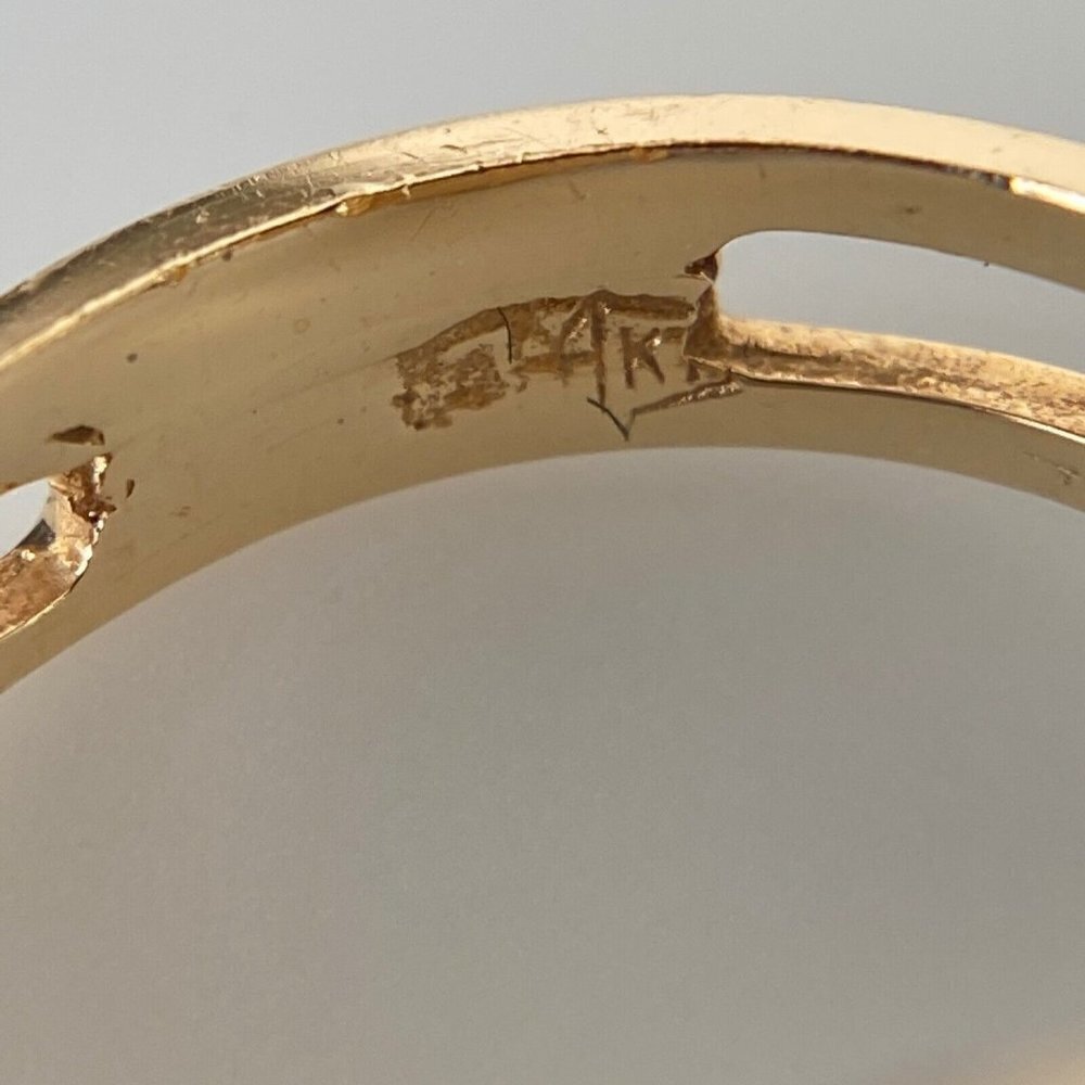 Vintage 14k Solid Yellow Gold Diamond Golfer Band Ring Size 6 - Picture 6 of 10